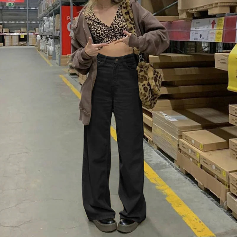 Women Casual Pants Retro Vintage Corduroy Spring High Waist Loose Slim Solid Casual All-match Straight-Leg Pants