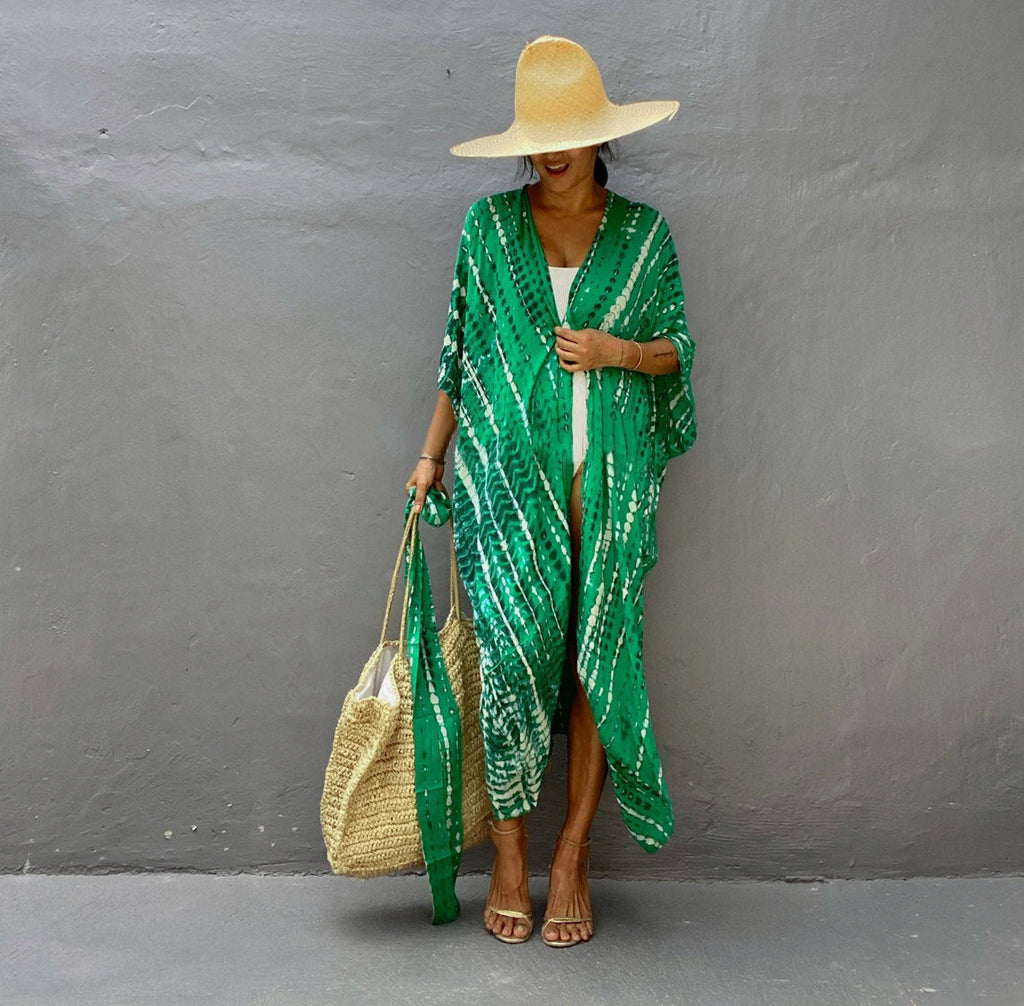 Women¡¯s Rayon Tie-Dye Beach Cover-Up ¨C Vacation Bikini Kimono, Sun Protection Swimsuit Outerwear